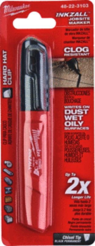 MILWAUKEE INKZALL STIFT ZWART MET BEITEL PUNT