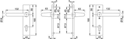 HOPPE DEURKRUKGARN.F1 138L/228RF-RW-OL 8X63 LS-DINRS