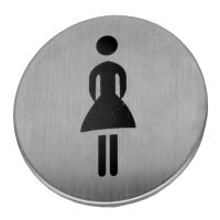 NECOSTEEL PICTOGRAM RVS ROND 77MM ZELFK.VROUW 393
