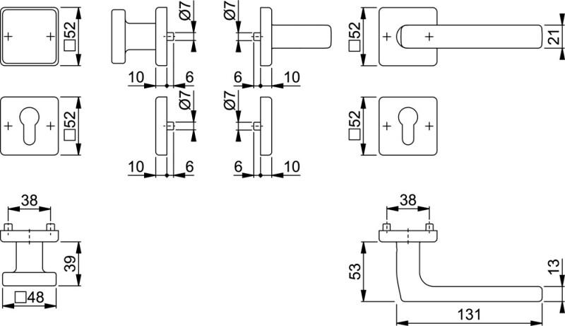 HOPPE RVS KNOP F69 OP ROZET E43/52KV/52KVS/1643Z