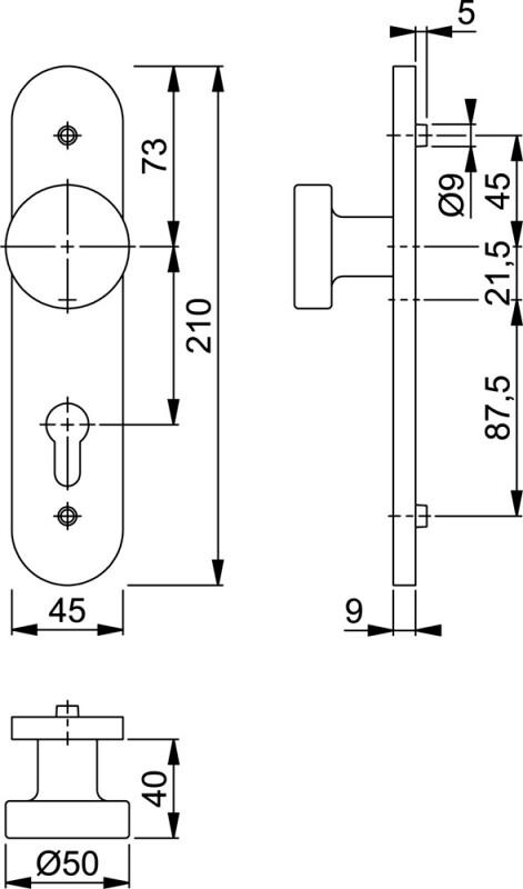 HOPPE KNOPSCHILD F1 58/3056RF-3 PC 55 MM