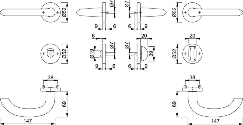 HOPPE GARN.MARSEILLE F1 1138/42KV/42KVS WC DD37-42MM