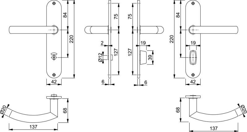 HOPPE RVS GARN F69 TRONDHEIM E1430Z/302 WC 8X63MM