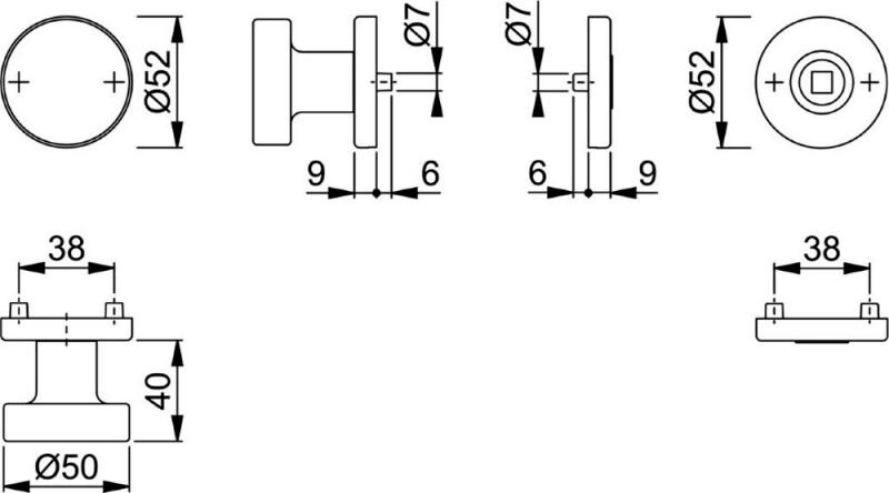HOPPE KNOP F9714M OP ROZET 58/42KV/42KVS Z.KRUK