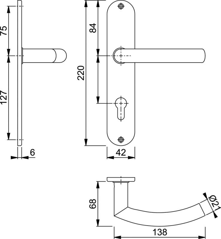 HOPPE RVS GARN F69 TRONDHEIM E1430Z/302 PC 55MM
